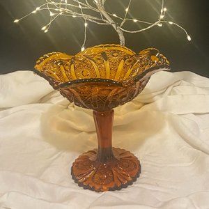1920's Amber Glass elevated bowl